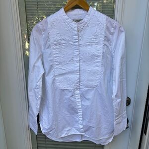 COS Blouse Tuxedo Style Sz 6 Embroidered Bib Crisp White Sustainable Brand